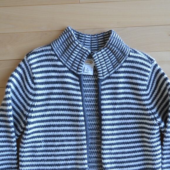 Talbots Wool Blend Cardigan Knit Sweater Size Small Striped - Picture 2 of 4